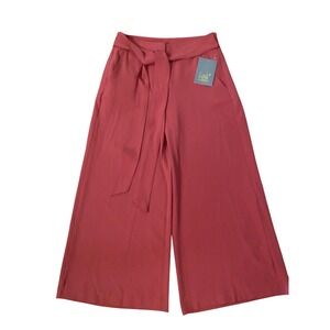 Lark + Grey pants rose  Pink Wide Leg Tie Waist Culotte Pants Size 6  NWT